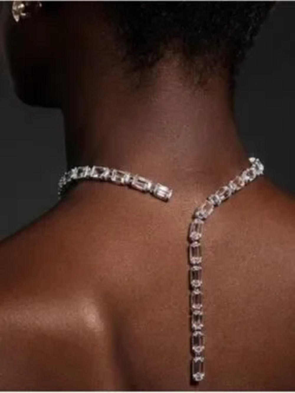 Crystal Baguette Back-Drop Necklace